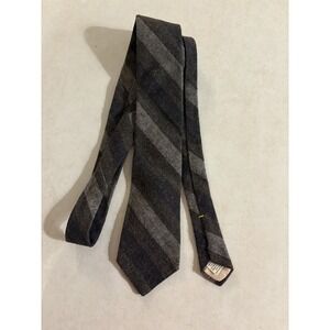 Kuppenheimer Mens Striped Wool Blend Tie Charcoal Grey Navy Blue Vintage Tweed